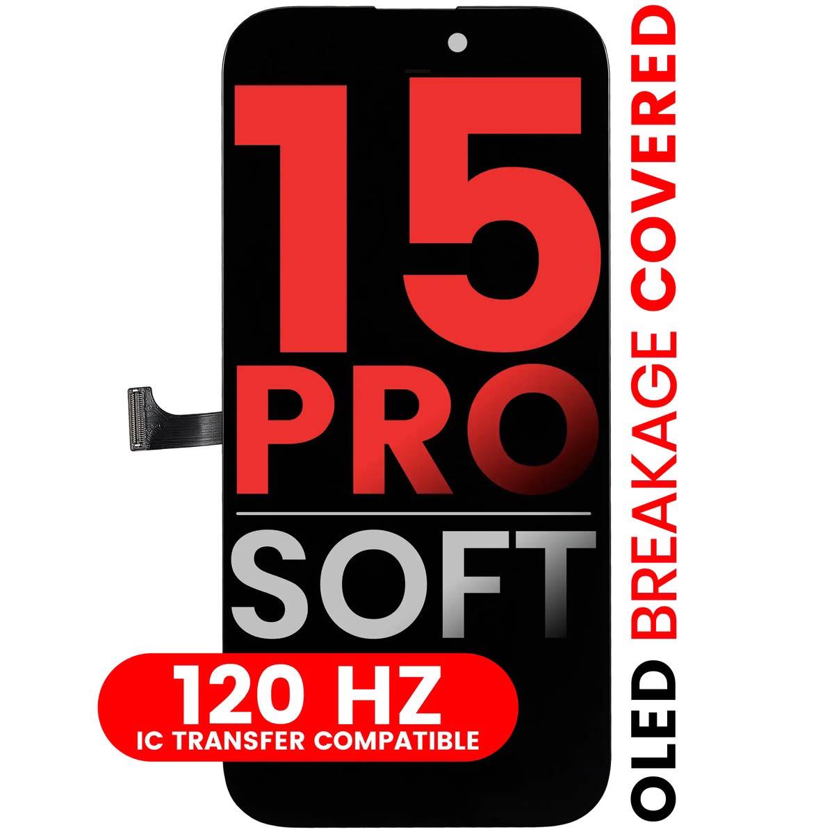 iPhone 15 Pro ekranas, Soft Oled, 120 Hz