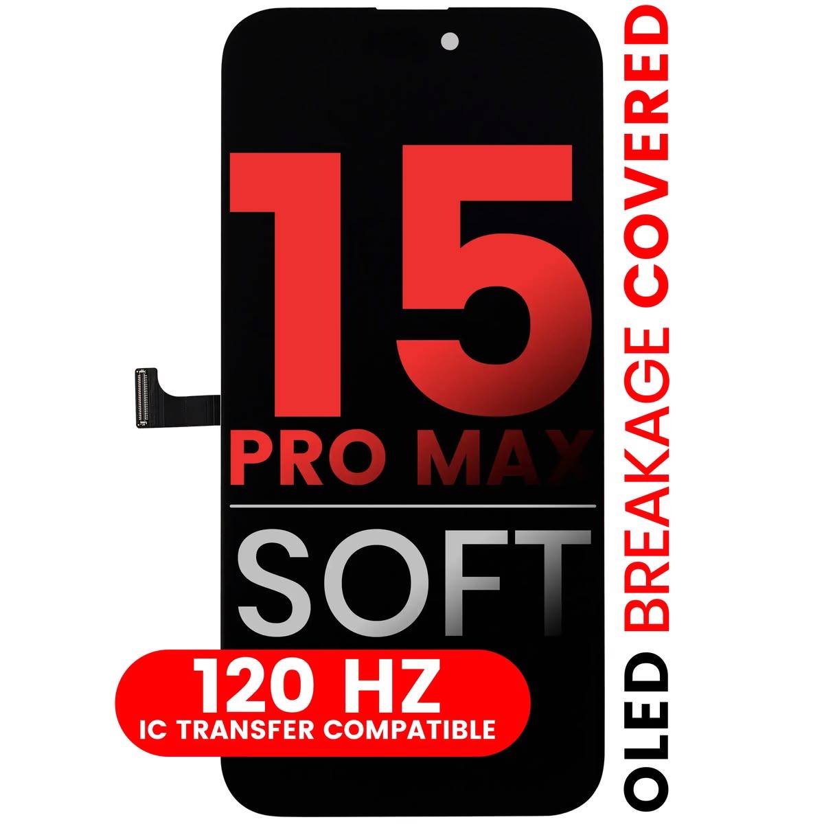 iPhone 15 Pro Max ekranas, Soft Oled, 120 Hz