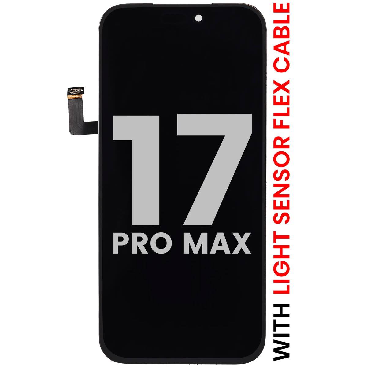 100 % Originalus Apple iPhone 17 Pro Max ekranas su šviesos jutiklio lanksčiuoju kabeliu (naudotas originalus OEM ekranas: Grade A) Pairable