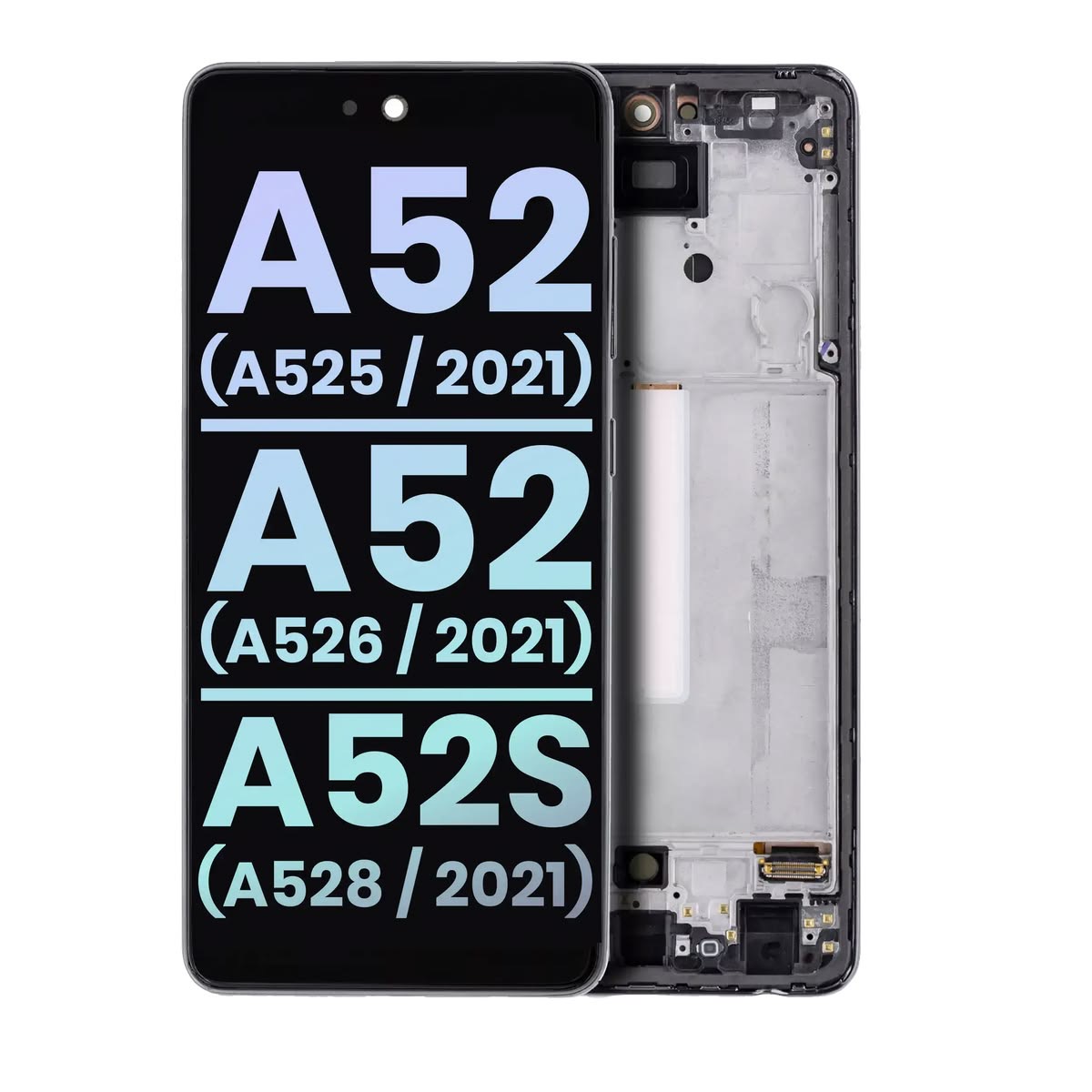 OLED Assembly With Frame For Samsung Galaxy A52 4G (A525 / 2021) / A52 5G (A526 / 2021) / A52S 5G (A528 / 2021) (Service Pack) (Awesome Black)